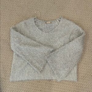 Altar'd State Gray Crew Neck Sweater with Ribbed Knit